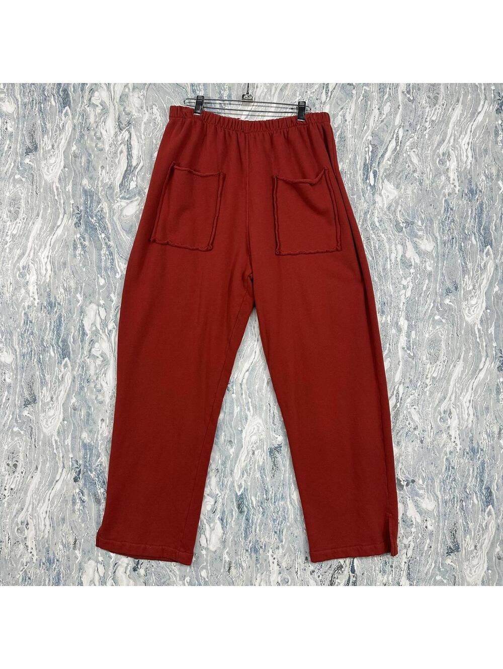 Bodil Rust Red Elastic Waist Casual Pants with Front Pockets Size L